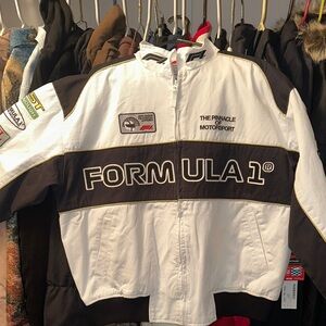 PacSun White and Black Motorsport Jacket